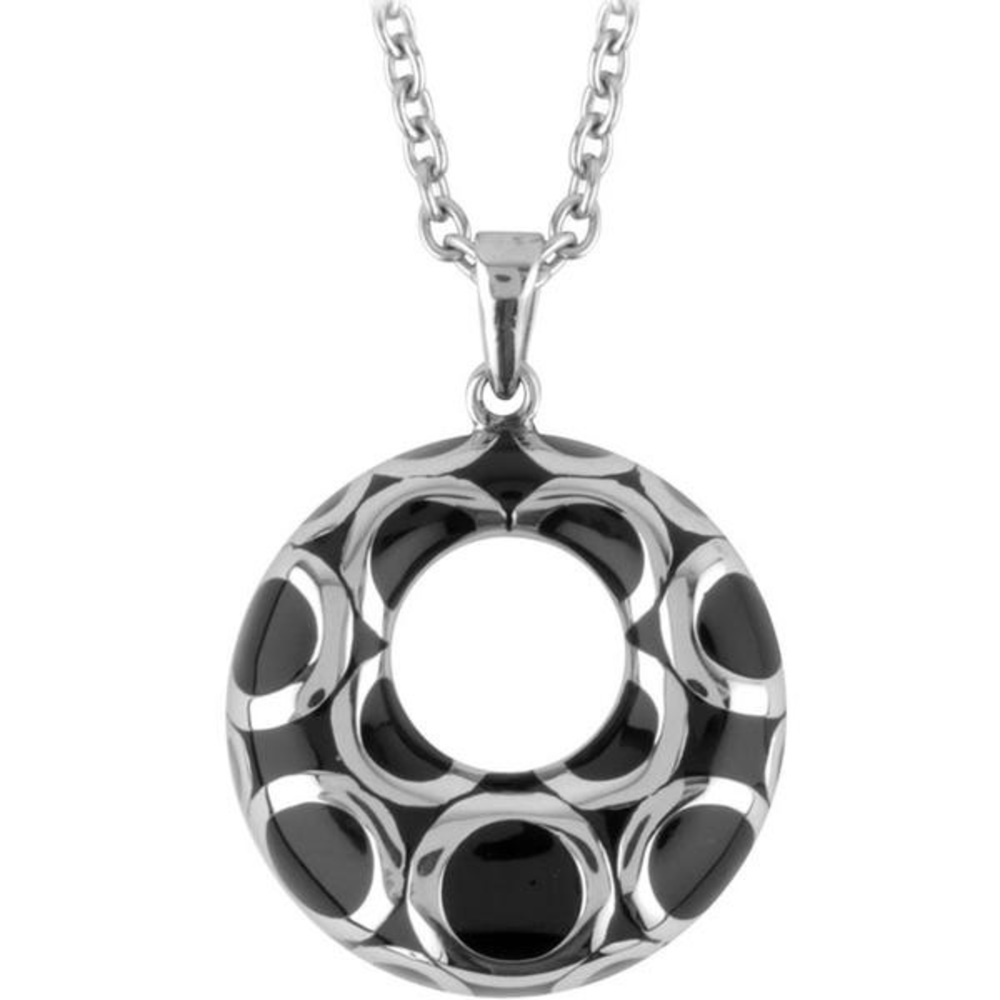 INOX Stainless Steel Donut Circle Pendant Necklace